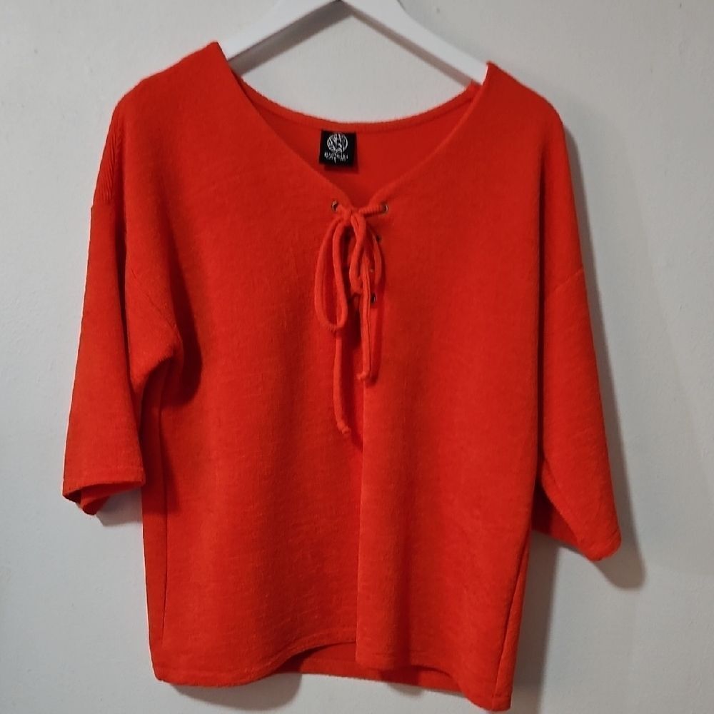 Bobeau Vibrant Orange Knit Top